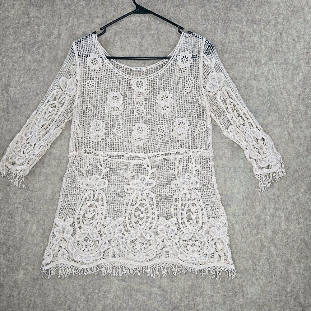 Vintage Style White Crochet Lace Tunic Dress Phase One M